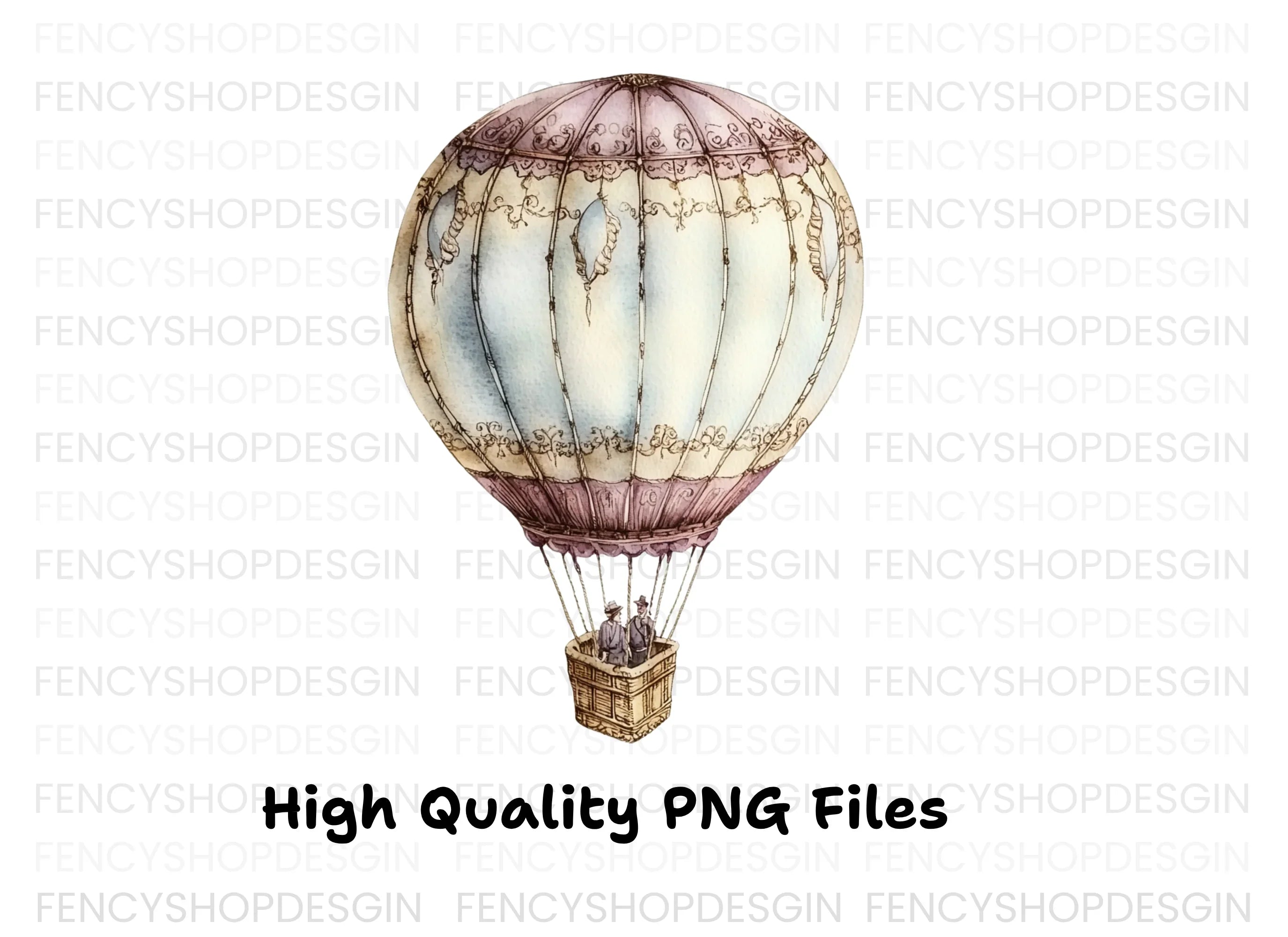 Vintage Hot Air Balloon Clipart Bundle