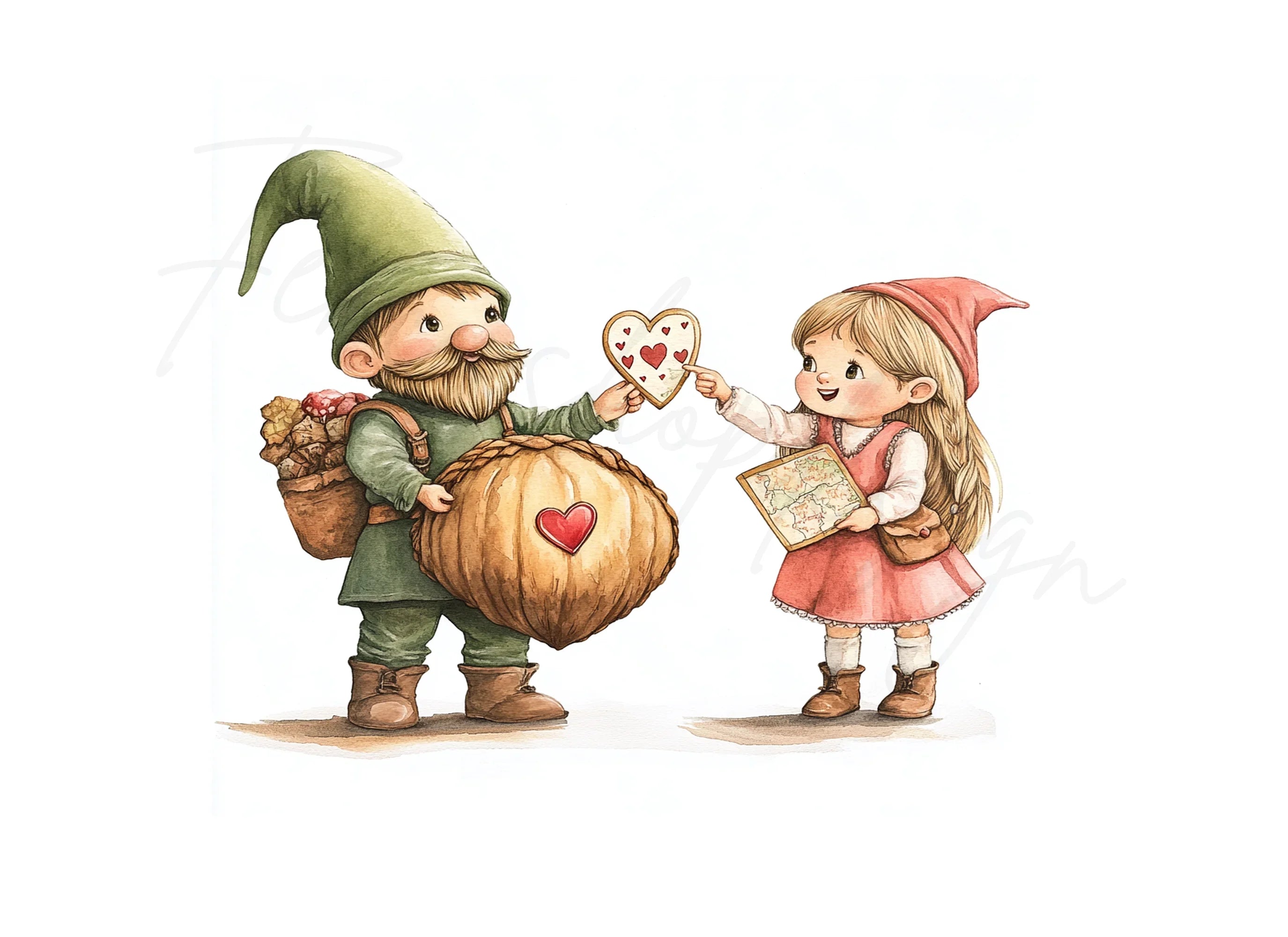 Cute Gnomes Valentine's Day Clipart Bundle