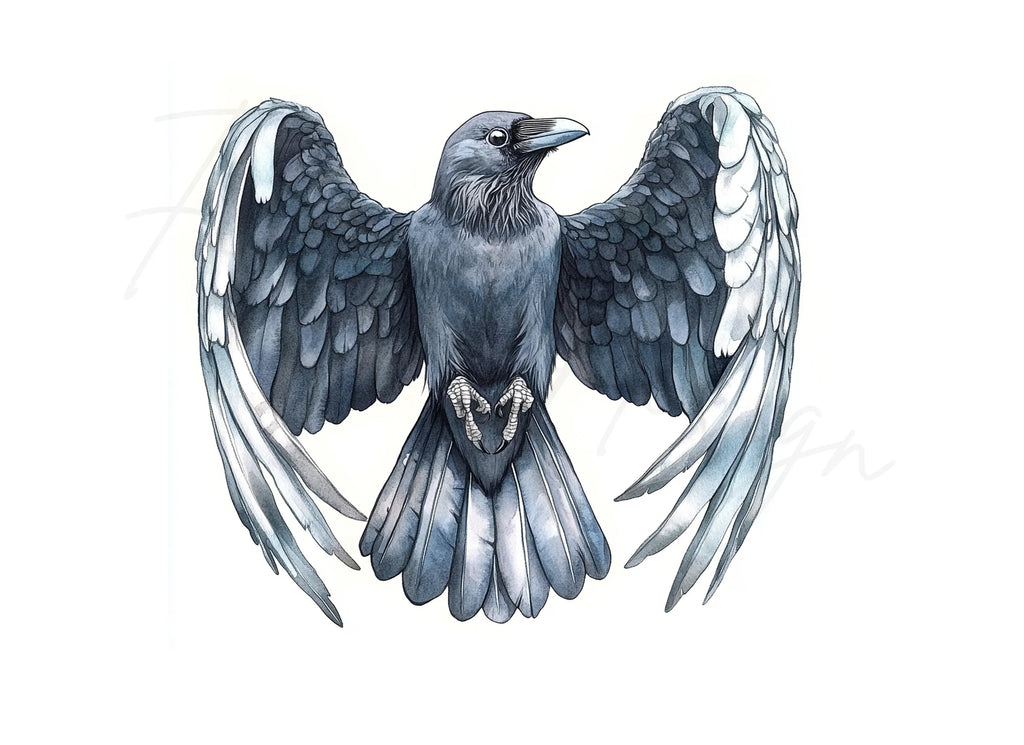 Crows with Open Wings Clipart Bundle