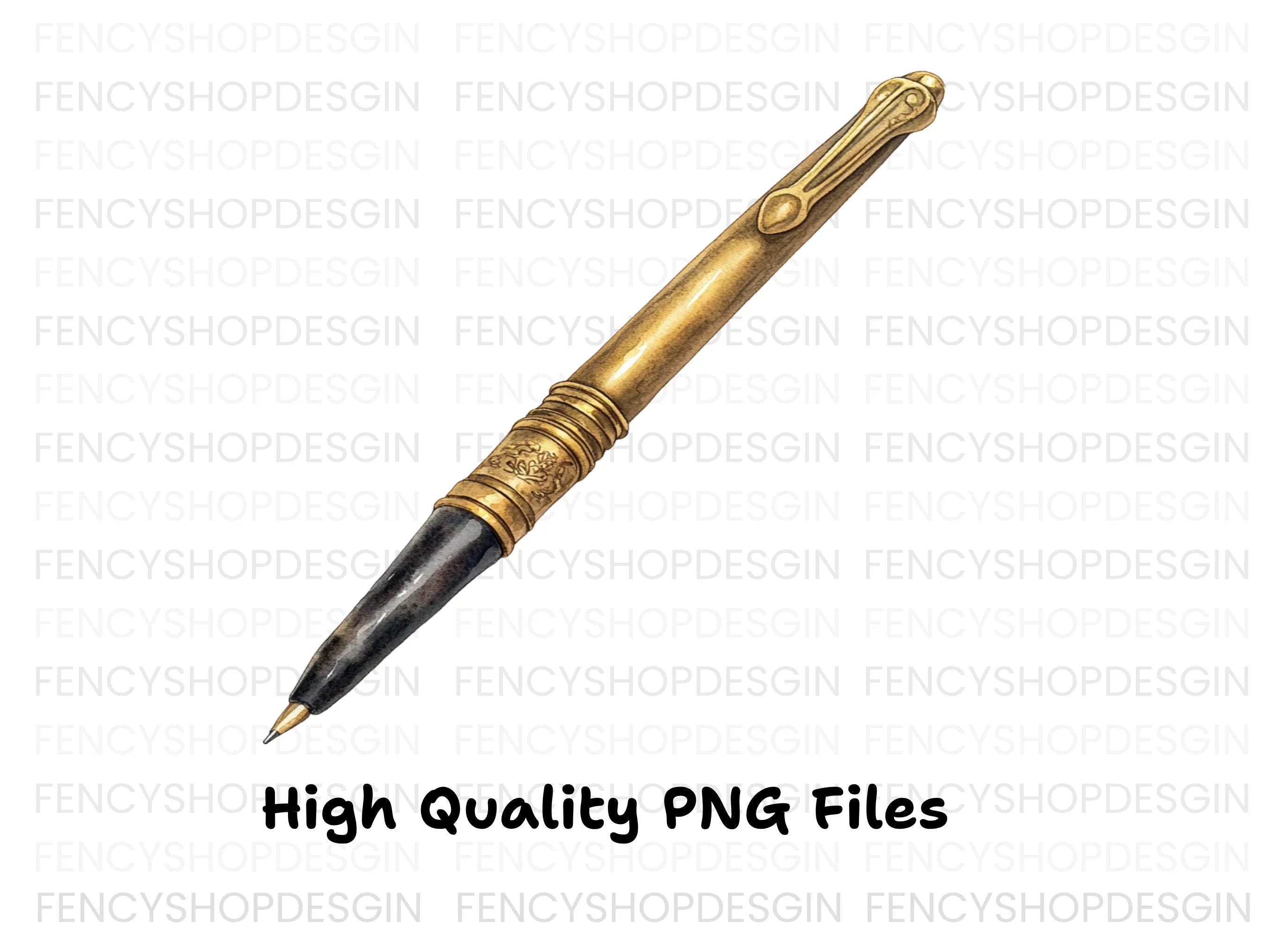 Elegant Vintage Fountain Pen Clipart Bundle