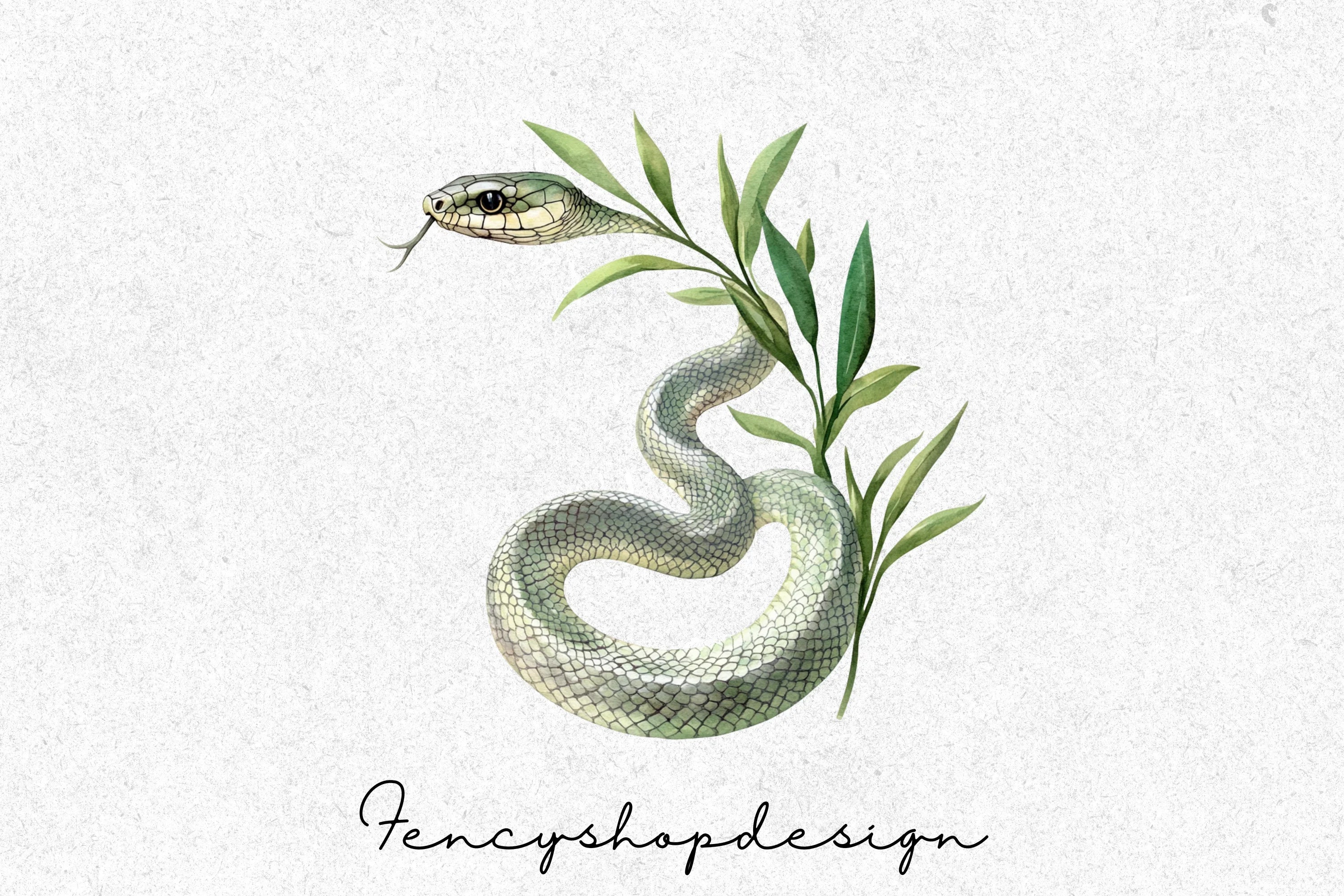Realistic Green Snake Clipart Bundle
