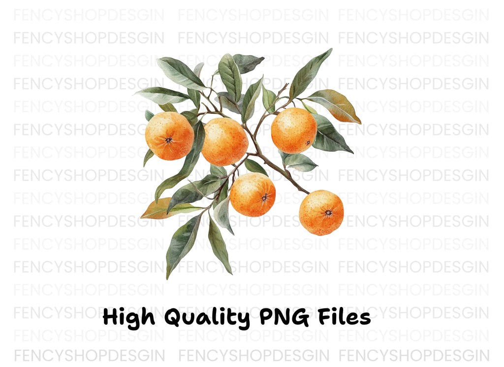 Orange Fruit Branch Clipart Bundle