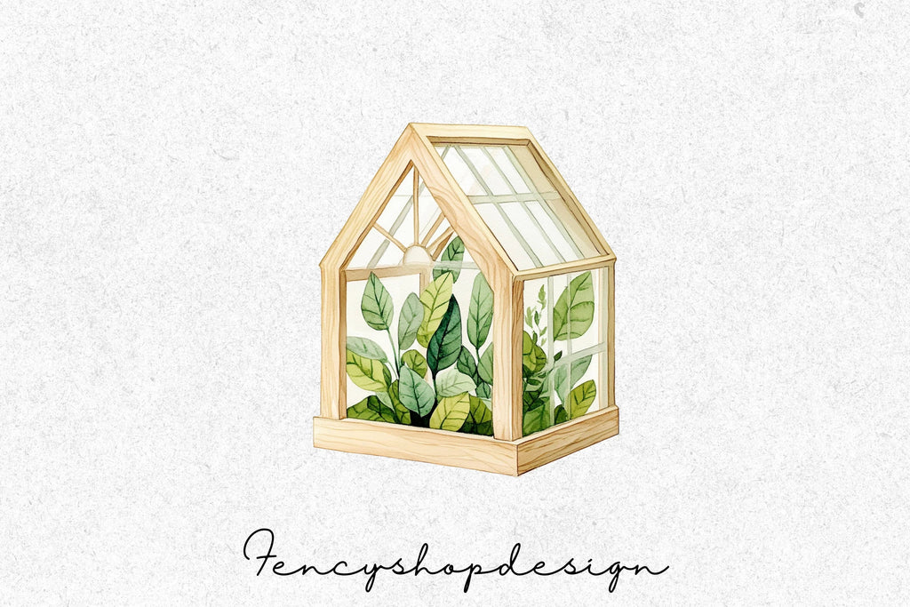 Botanical Greenhouse Clipart Bundle