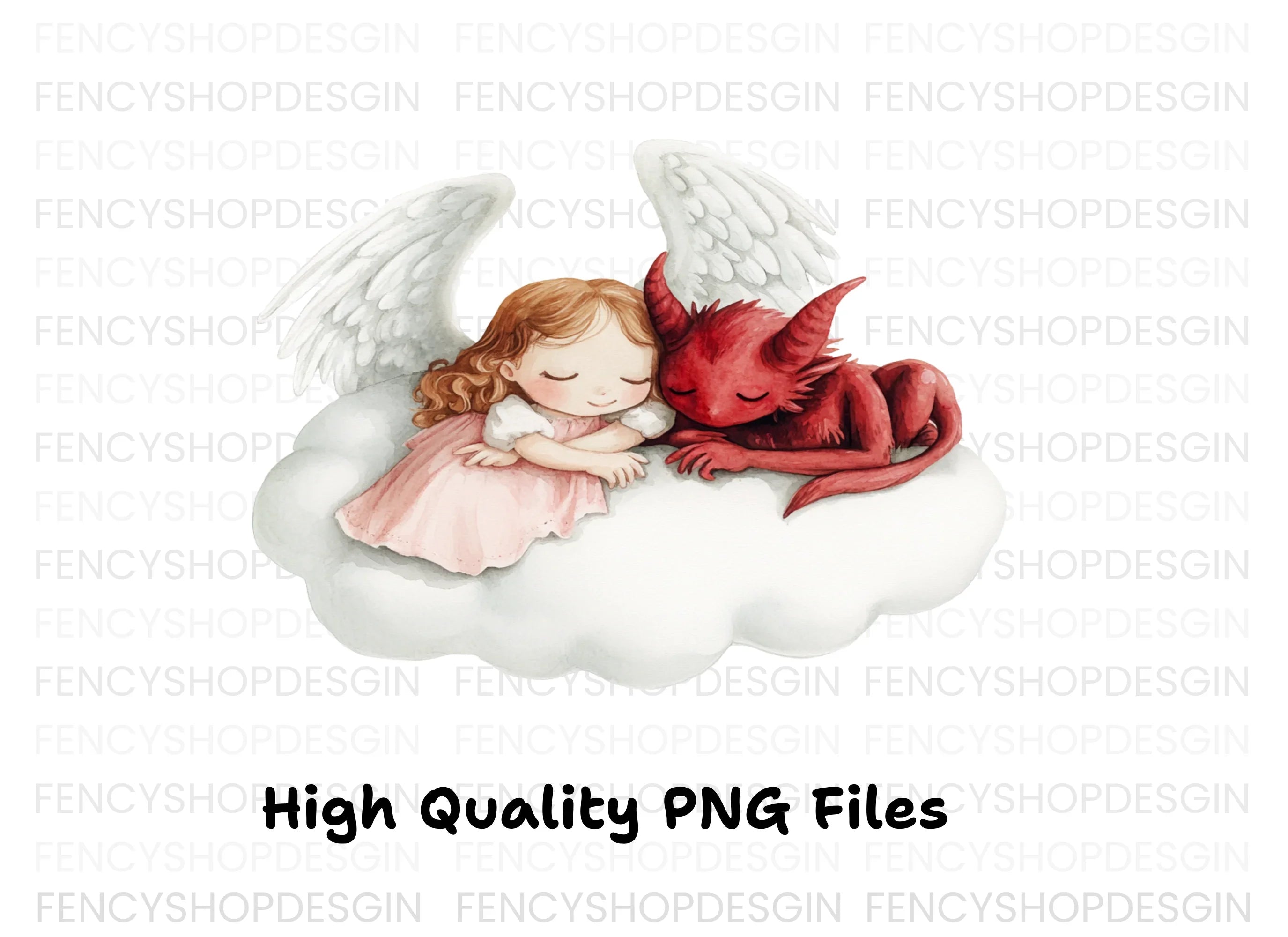 Sleeping Angels and Devils Clipart Bundle