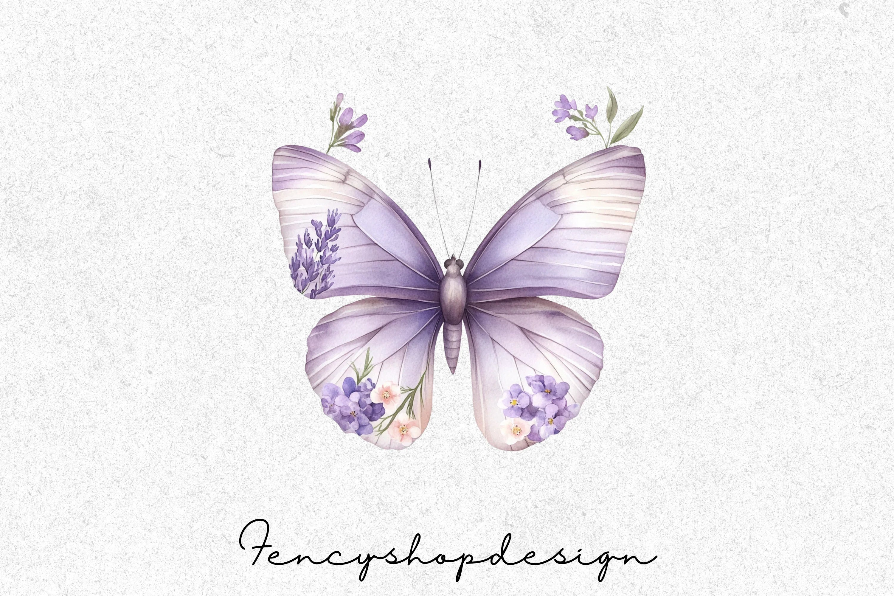 Purple Butterfly Clipart Bundle