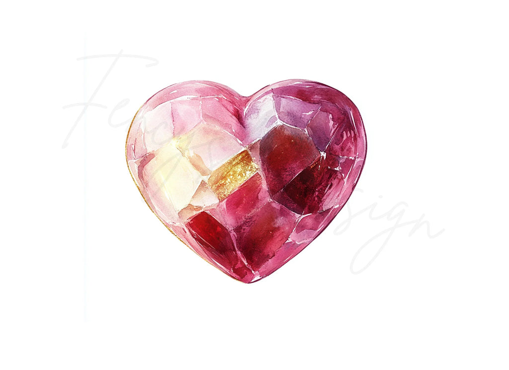 Gemstone Hearts Clipart Bundle
