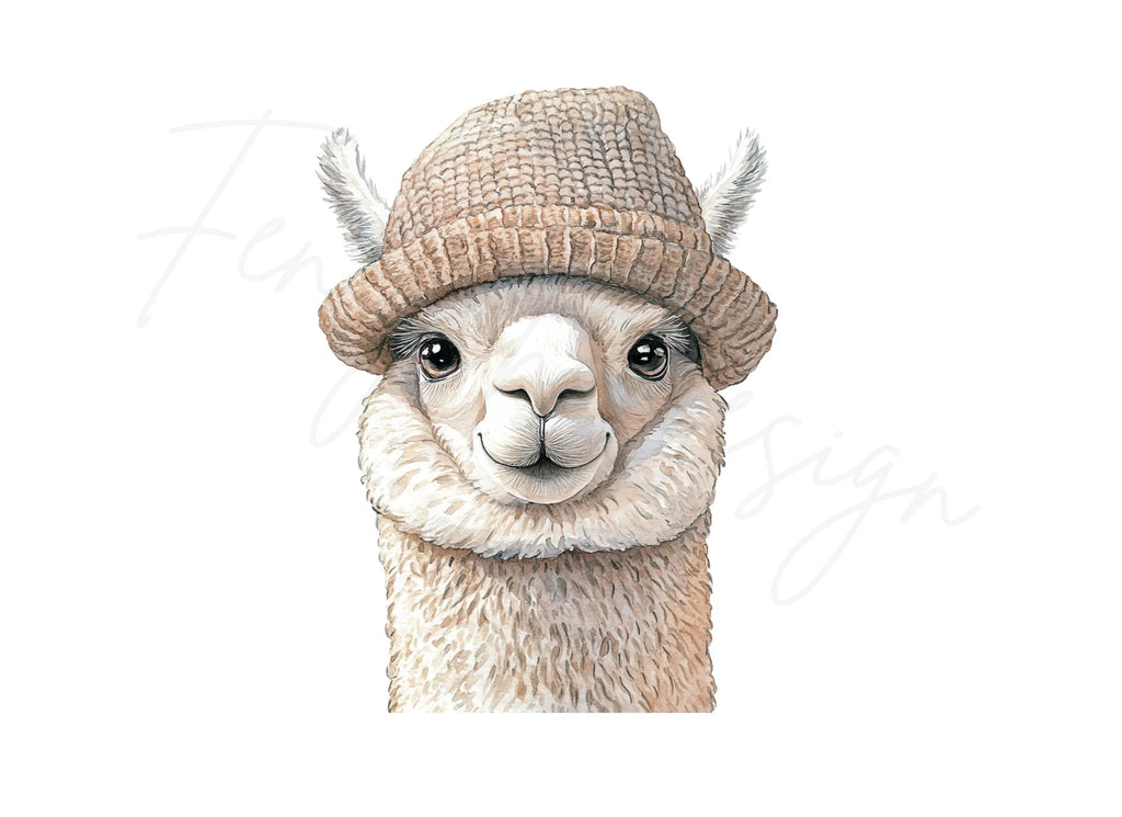 Three Alpacas in Hats Clipart Bundle
