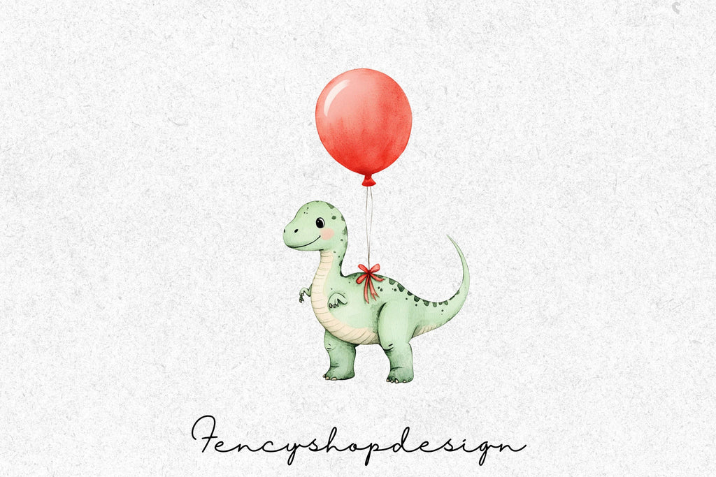 Adorable Dino Party Balloon Graphics Clipart Bundle