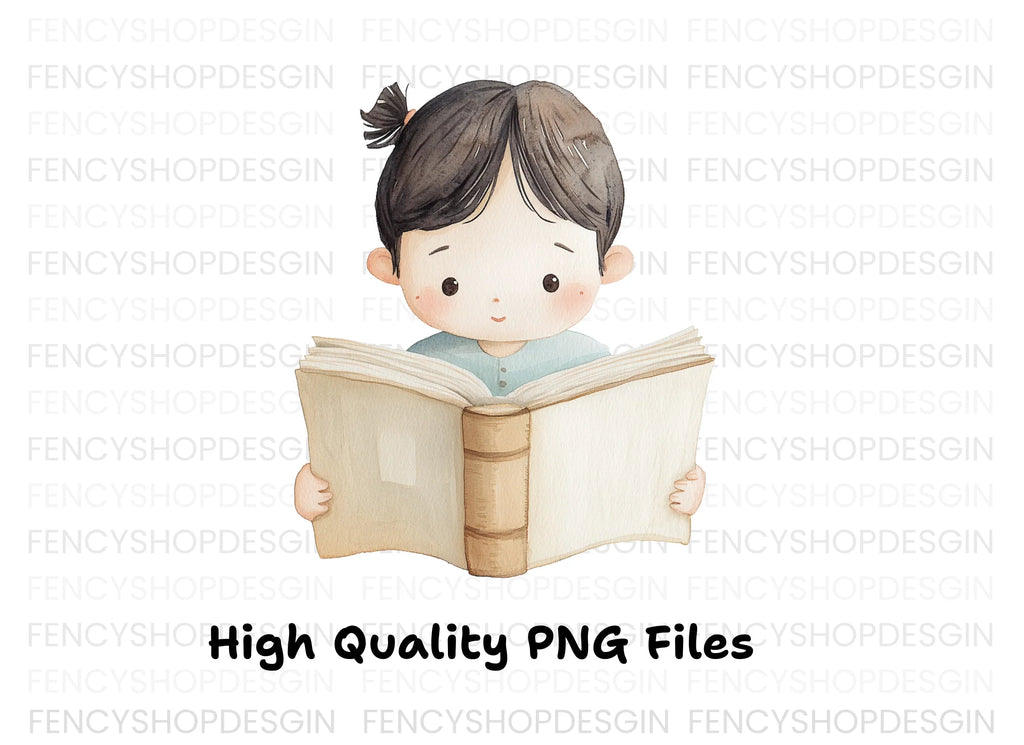 Cute Girl Reading Book Clipart Bundle
