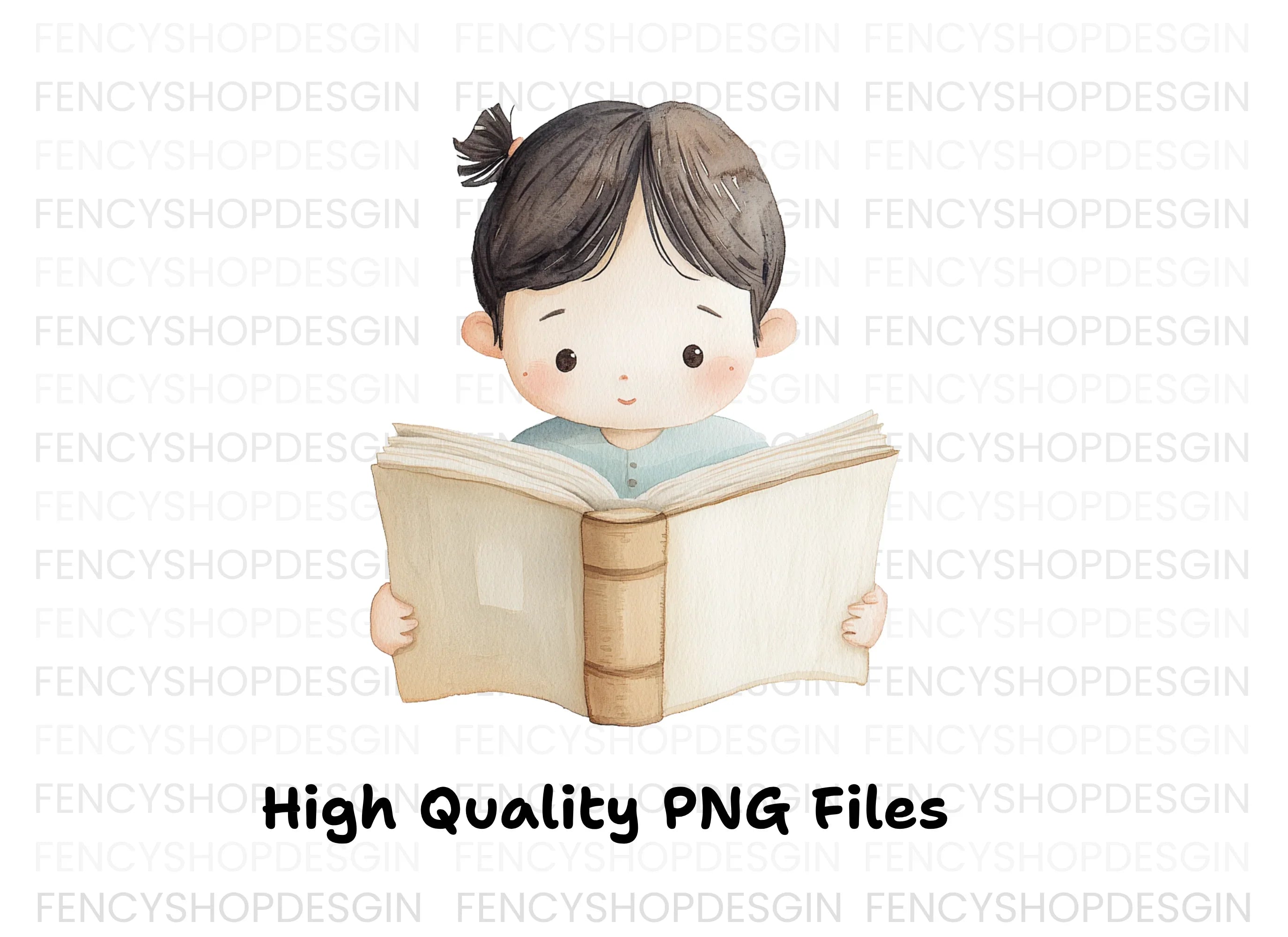 Cute Girl Reading Book Clipart Bundle