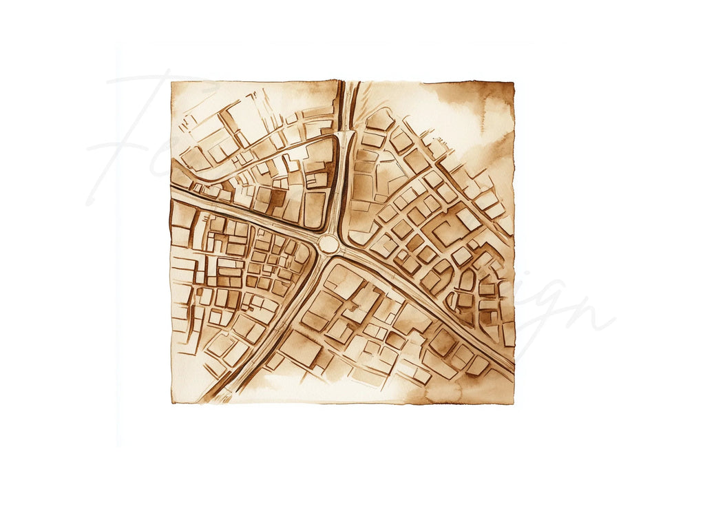 Vintage Style City Maps Clipart Bundle