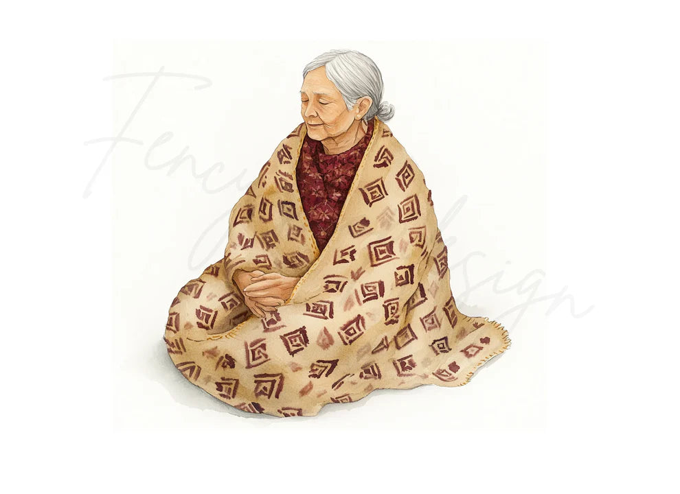 Elderly Woman Wrapped in Blanket Clipart Bundle