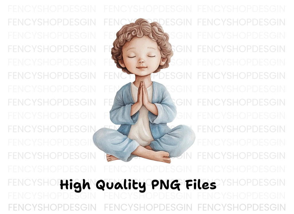Children Meditating Clipart Bundle