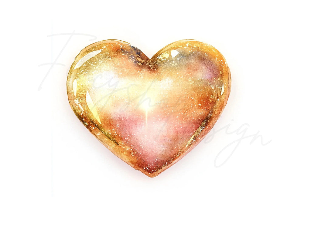 Sparkling Golden Hearts Clipart Bundle
