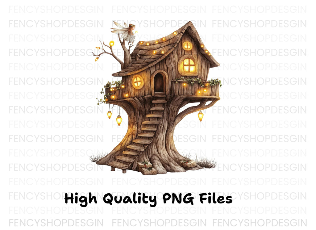 Enchanted Fairy Treehouse Clipart Bundle