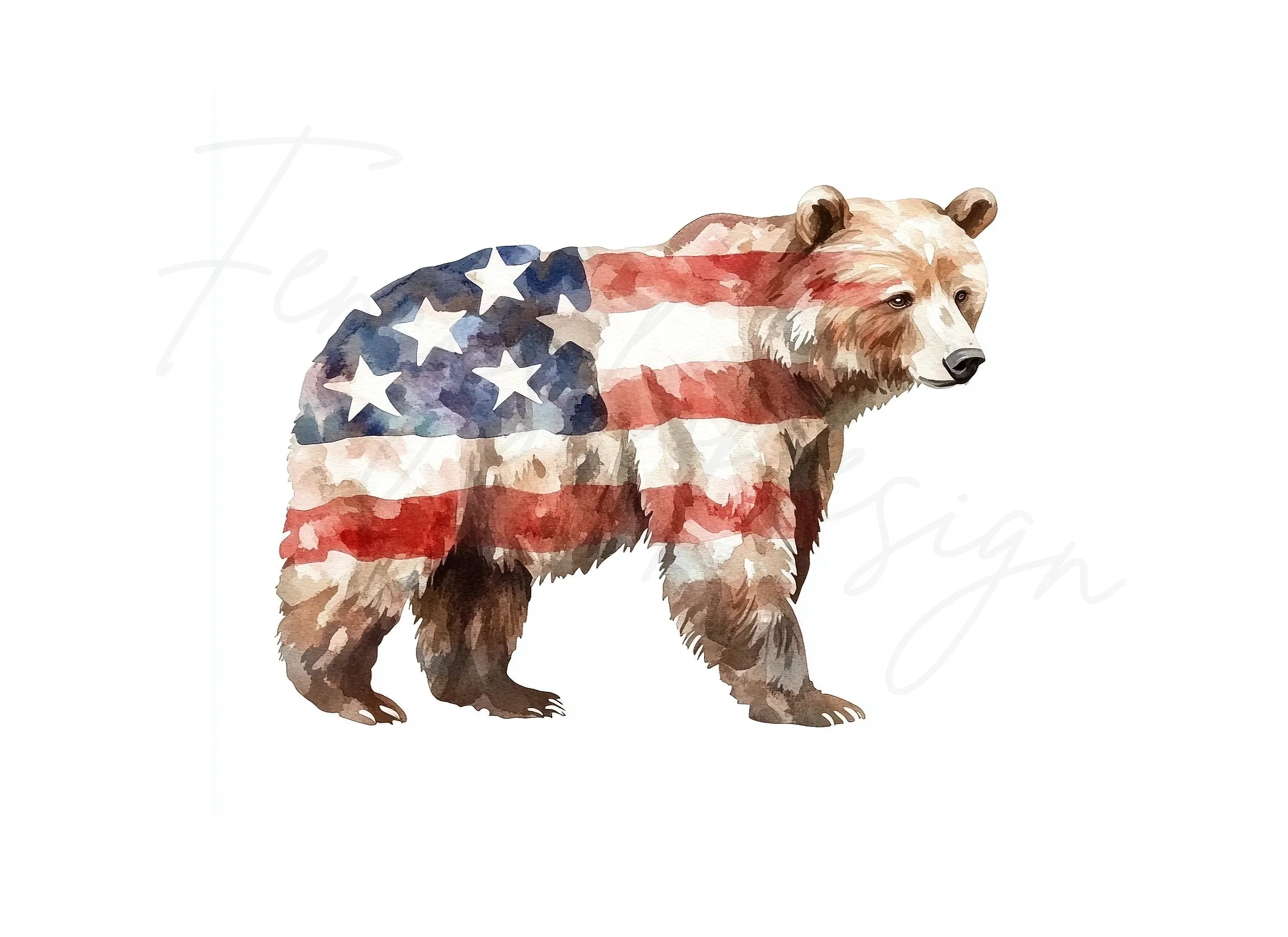 American Flag Bear Clipart Bundle
