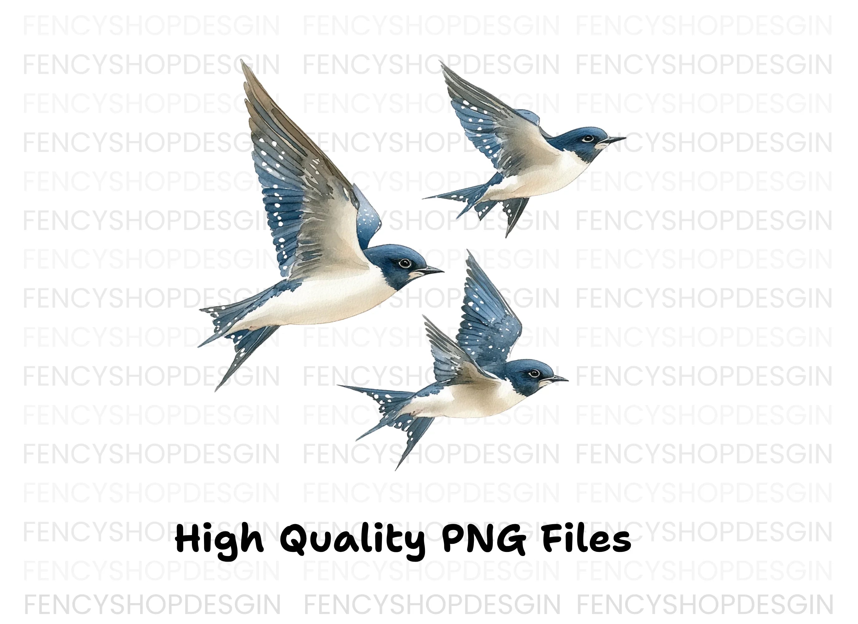 Graceful Swallows Flying Clipart Bundle