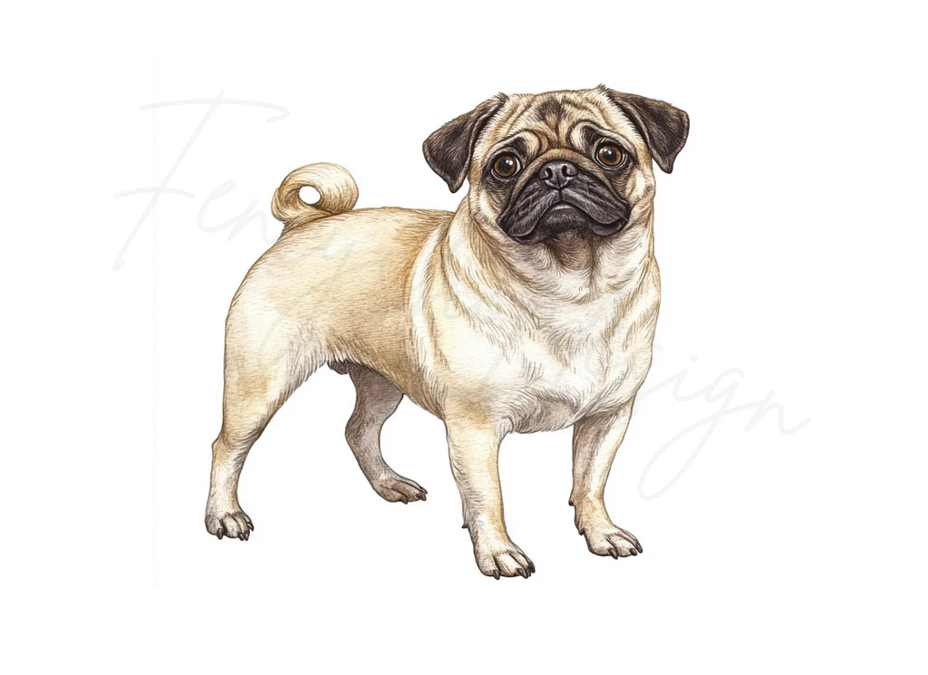 Three Pugs Clipart Bundle