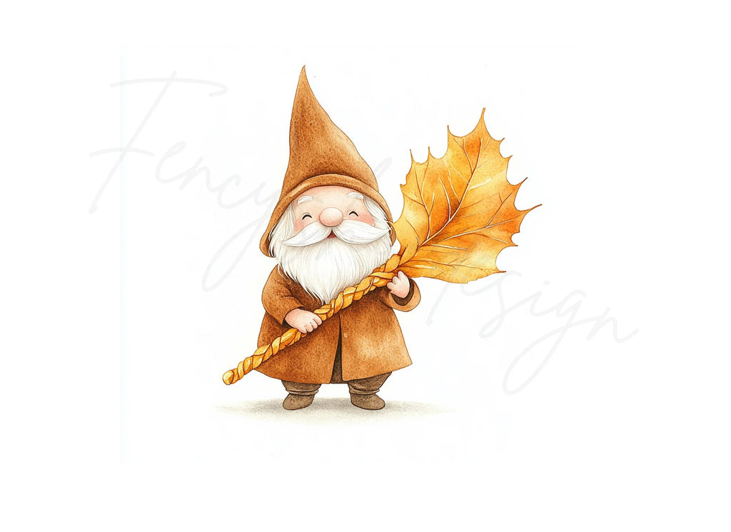 Cute Fall Gnomes with Maple Leaves Clipart Bundle