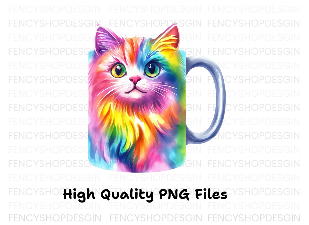 Vibrant Rainbow Cat Clipart Bundle
