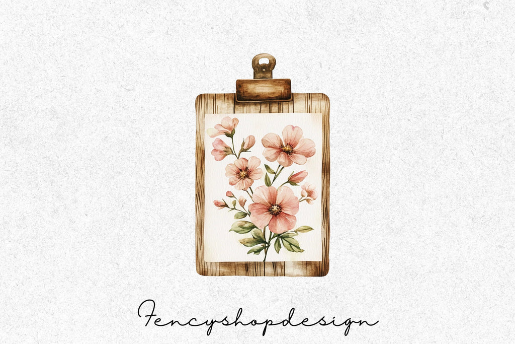 Floral Clipboard Clipart Bundle