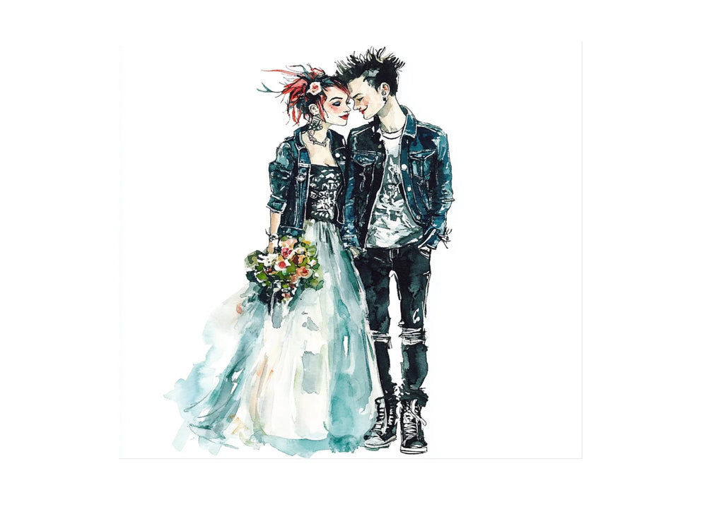 Punk Rock Wedding Couple Clipart Bundle