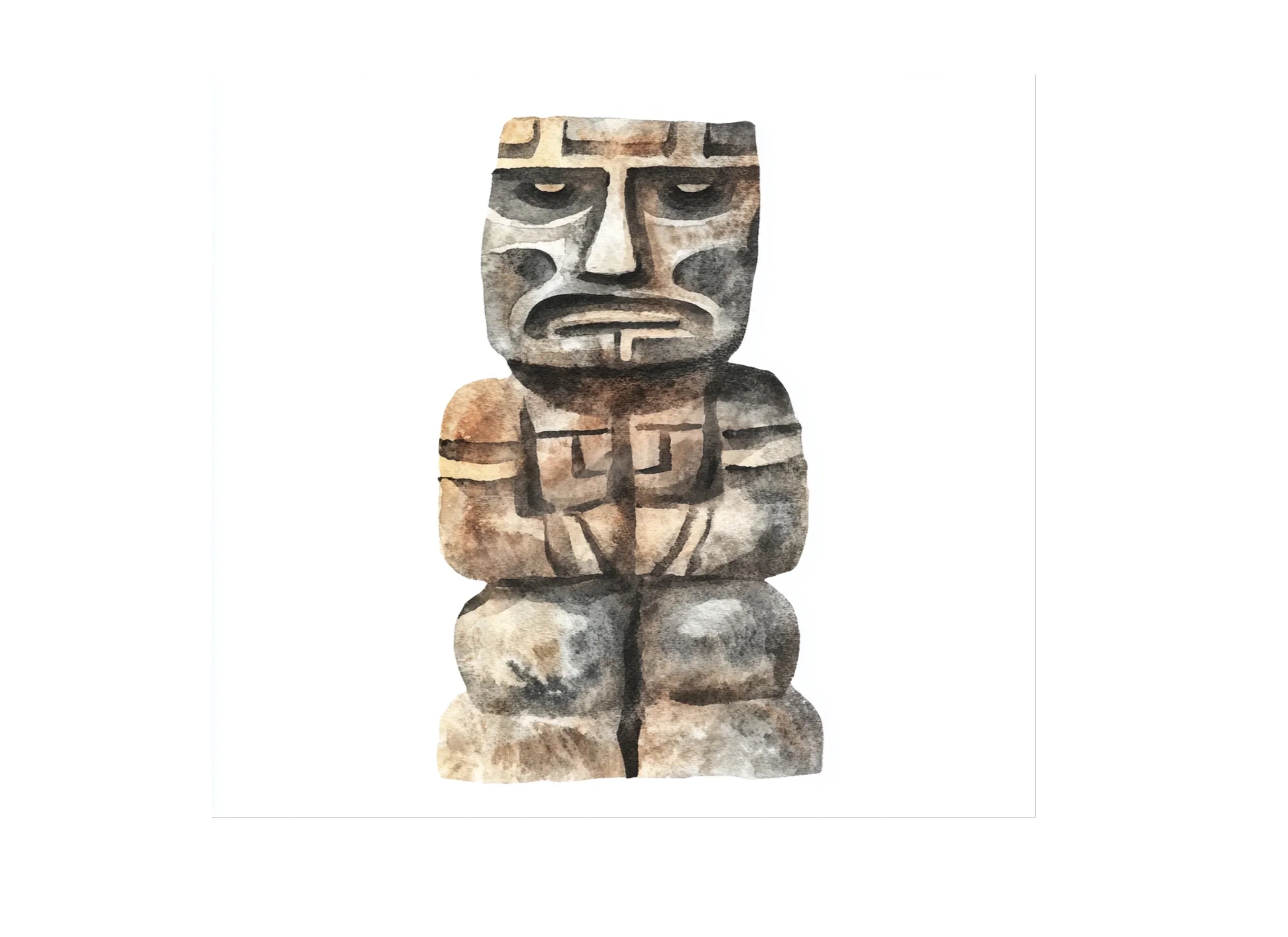 Ancient Tribal Stone Statues Clipart Bundle