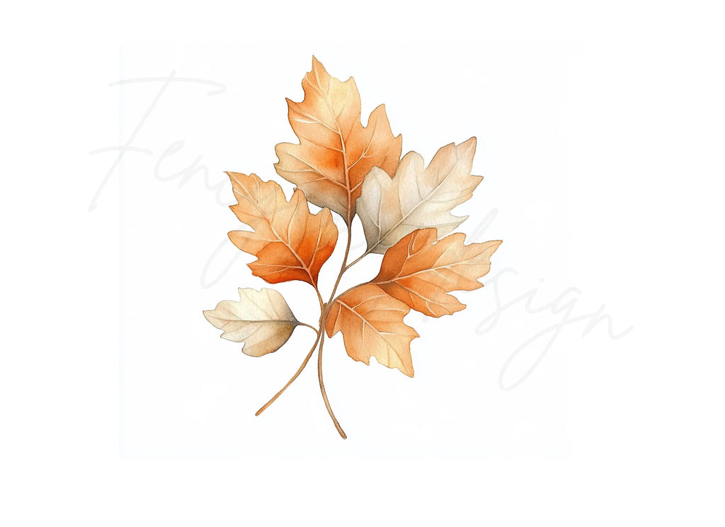 Warm Toned Autumn Leaf Branches Clipart Bundle