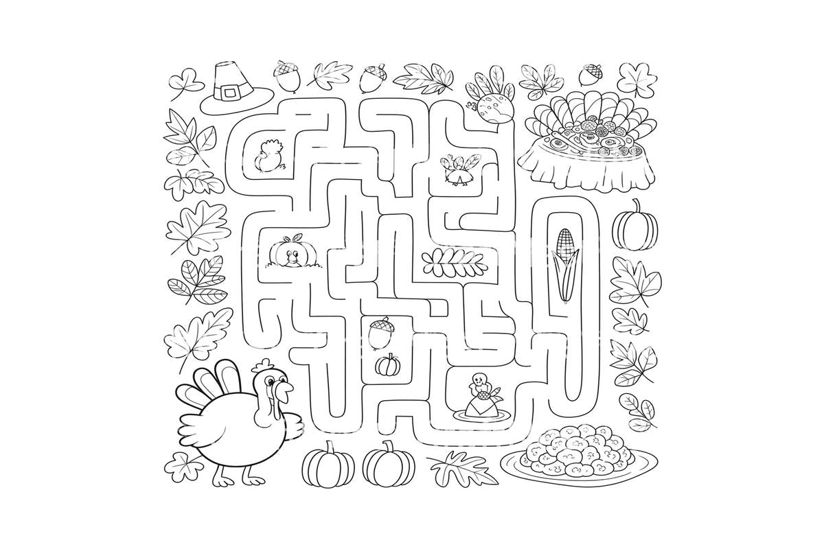 Thanksgiving Maze andCombo Coloring Books Coloring Books