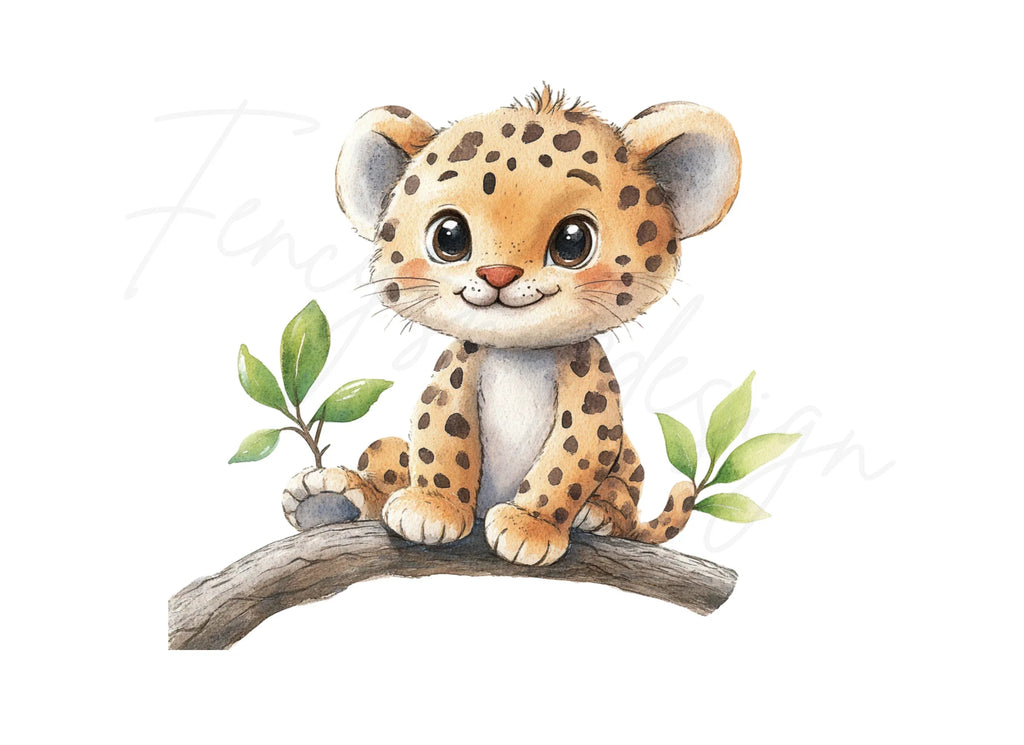 Cute Baby Leopard Clipart Bundle