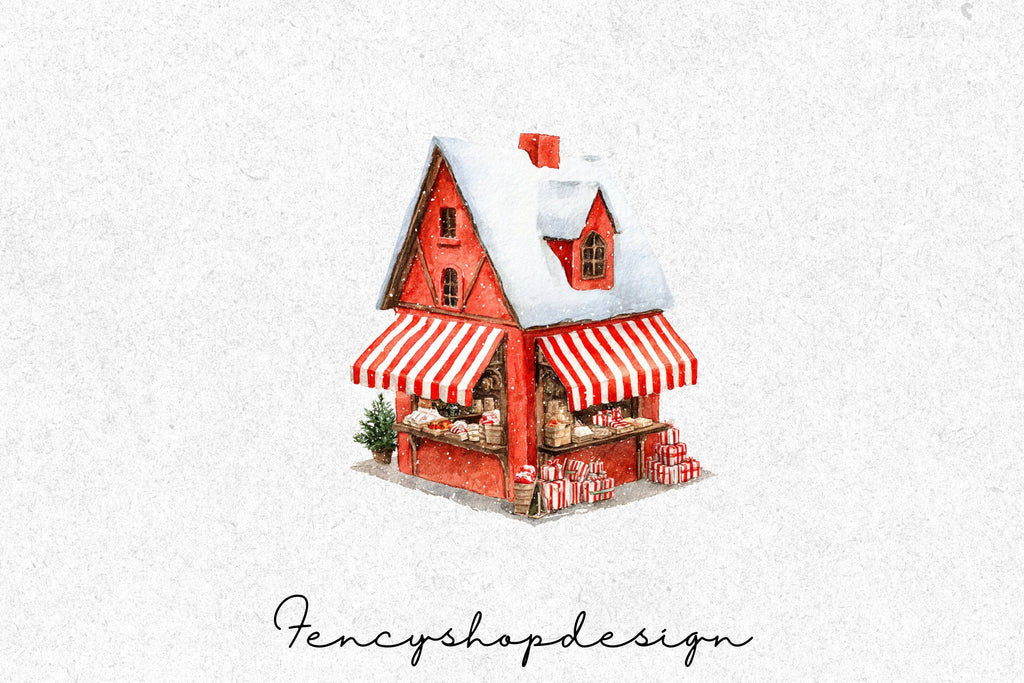 Christmas Market Stalls Clipart Bundle