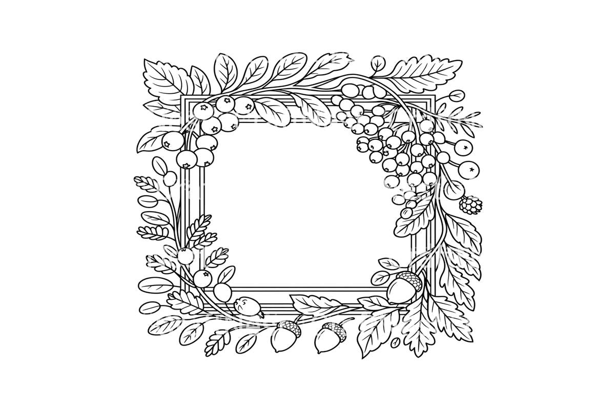 Berry and Leaf Frame Coloring Books