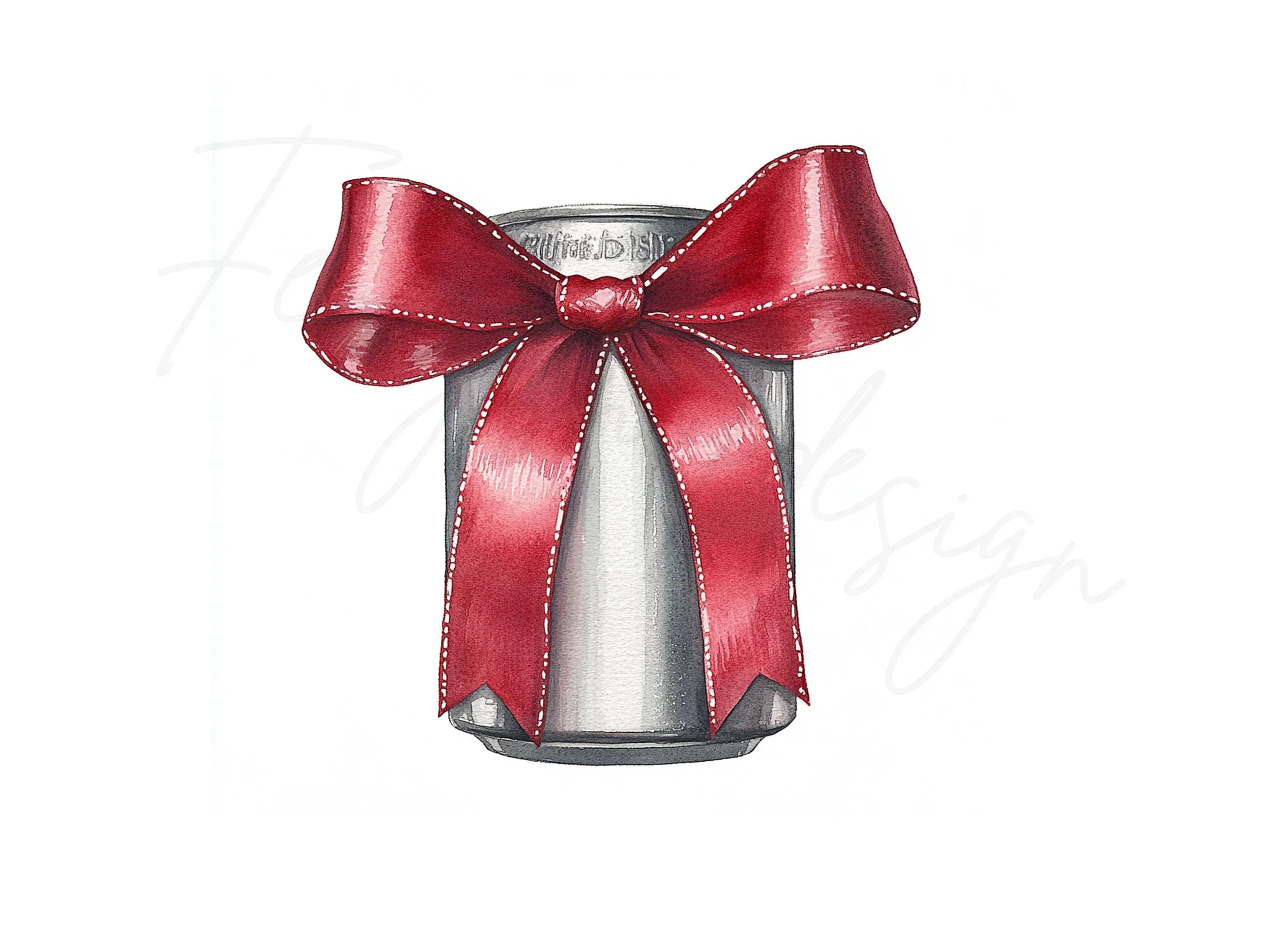 Red Bow on Silver Can Clipart Bundle