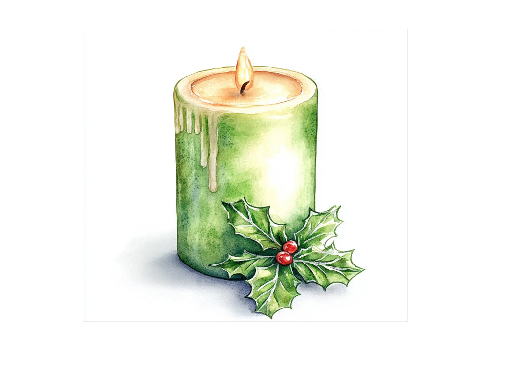 Christmas Holly Candles Clipart Bundle