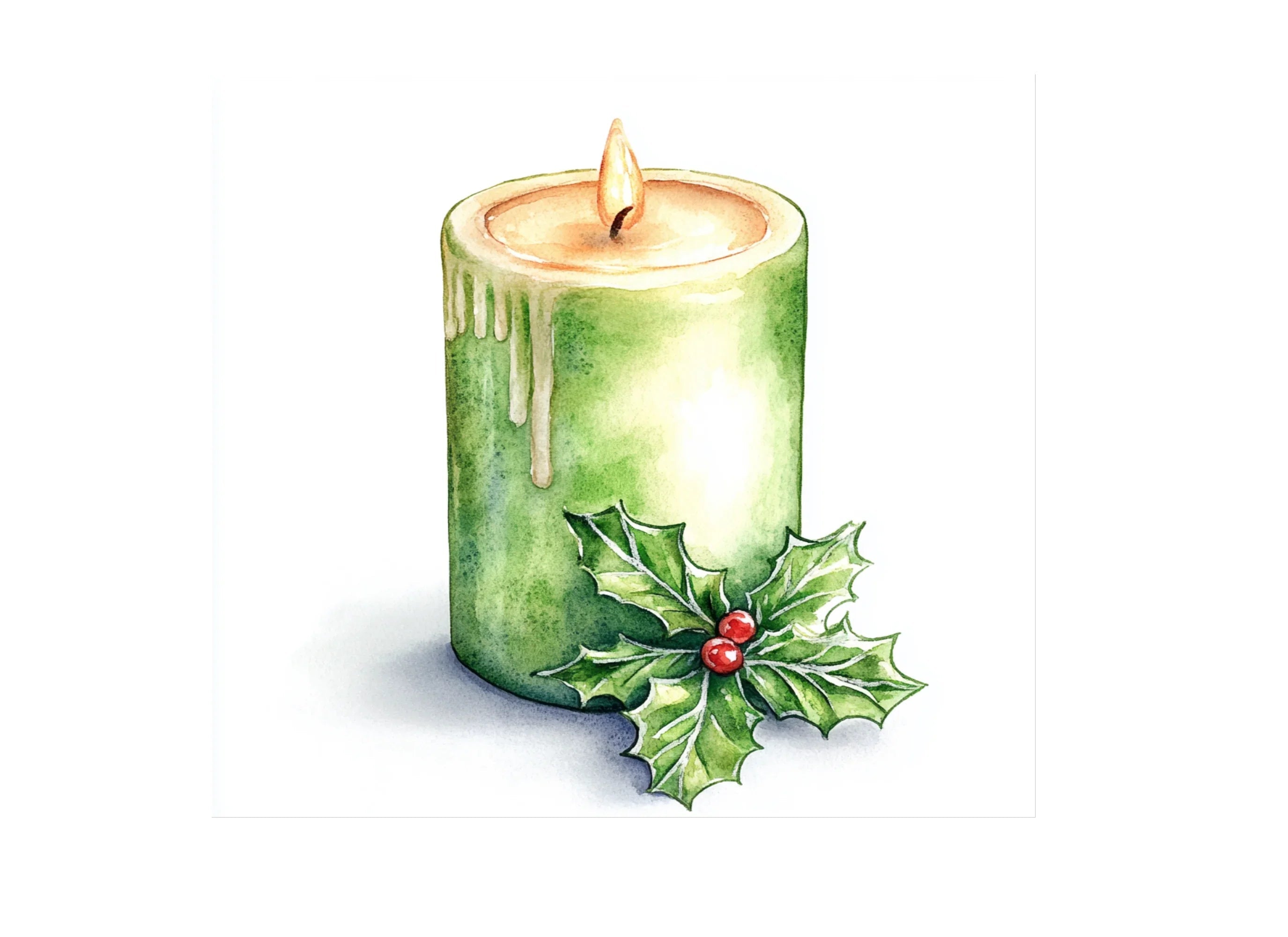 Christmas Holly Candles Clipart Bundle
