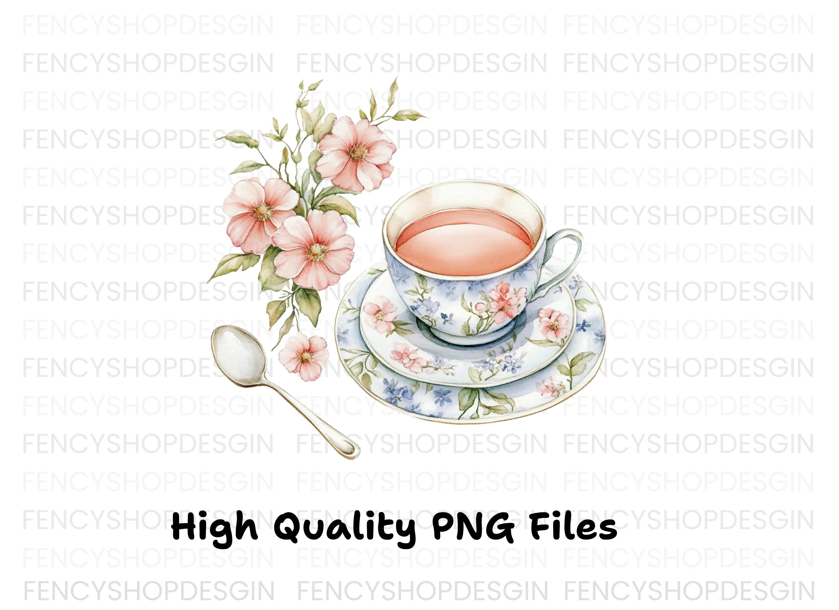 Charming Floral Teacups and Pots Clipart Bundle
