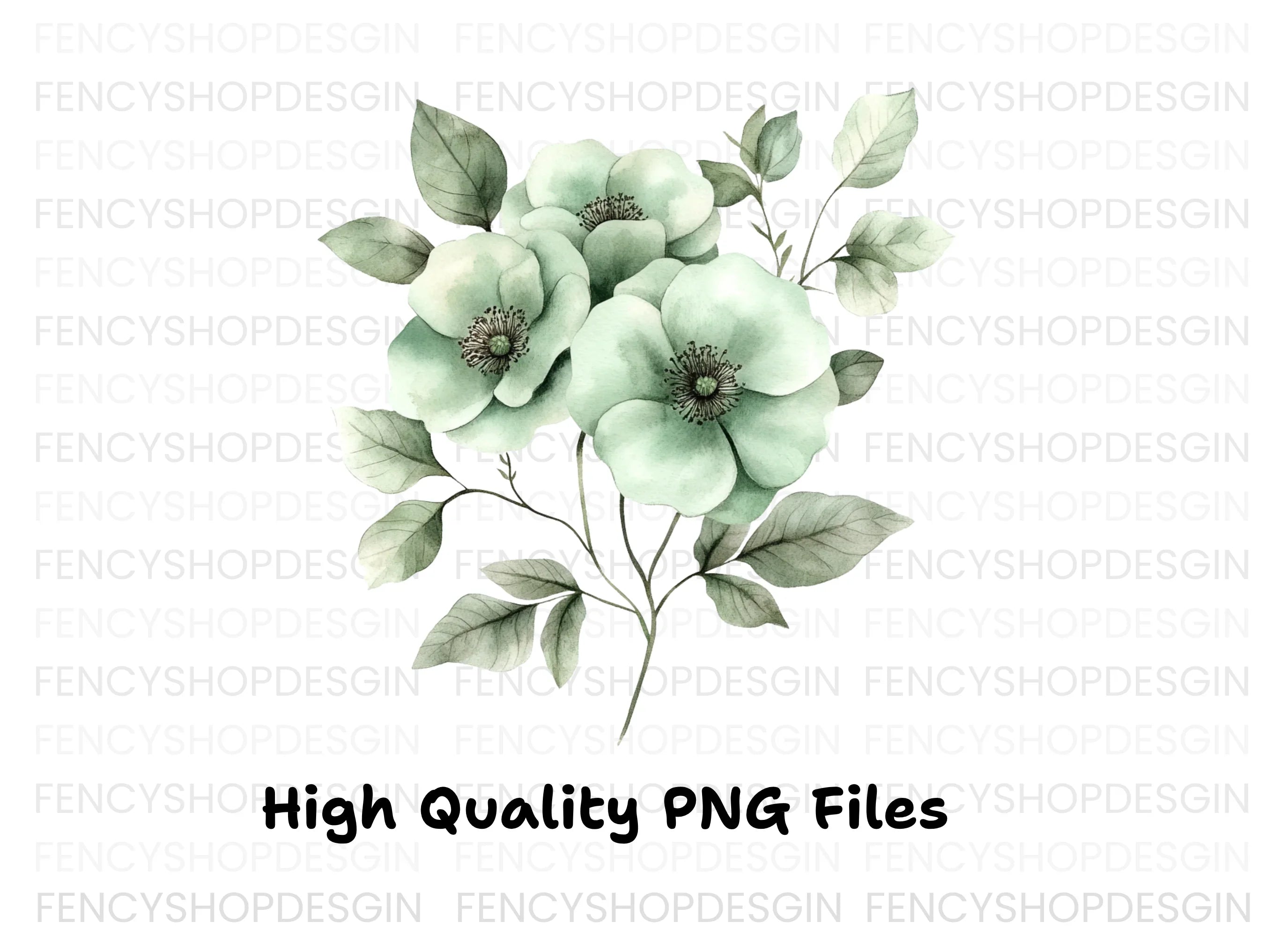 Elegant Green Floral Clipart Bundle