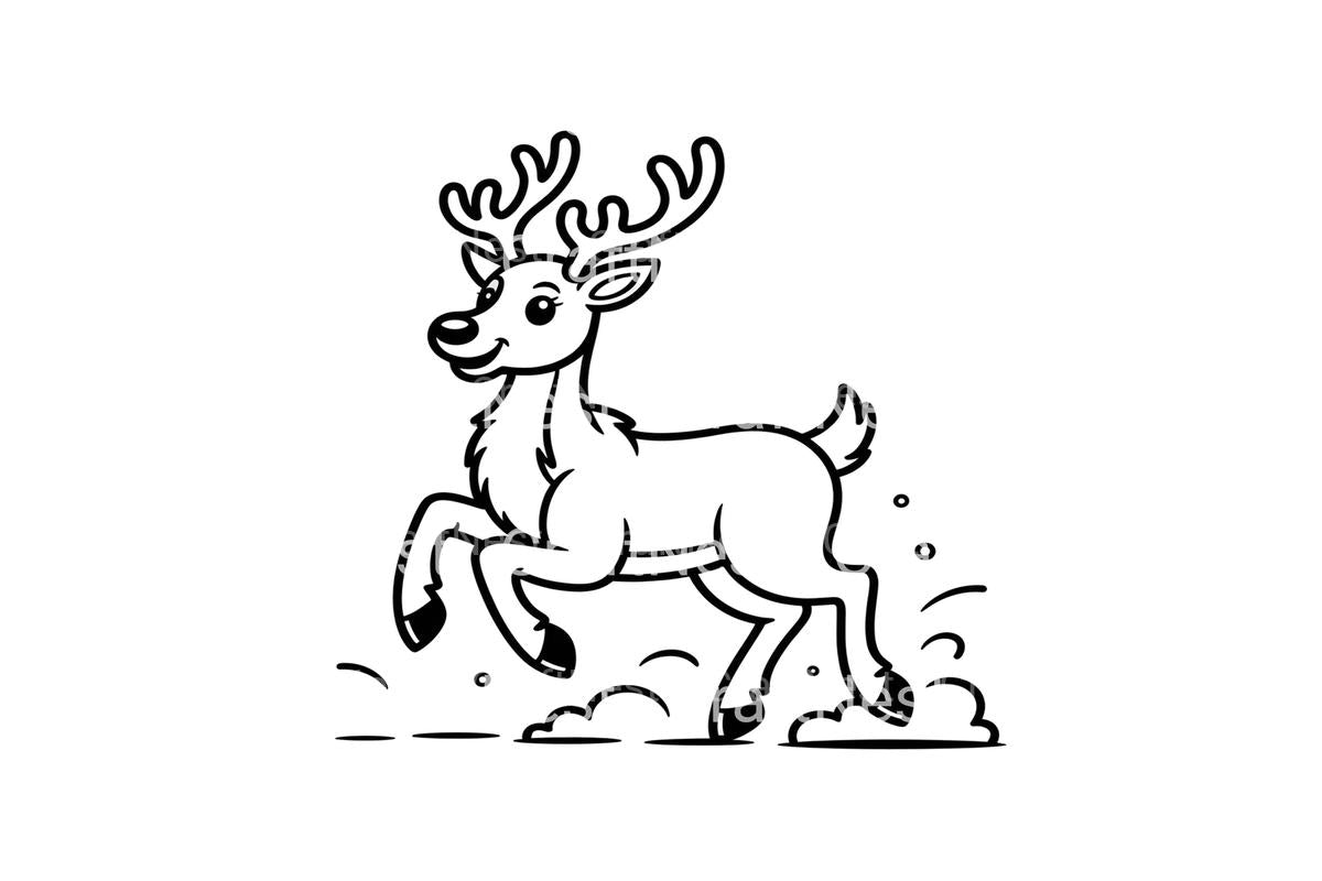 Cute Reindeerfor Kids Coloring Books