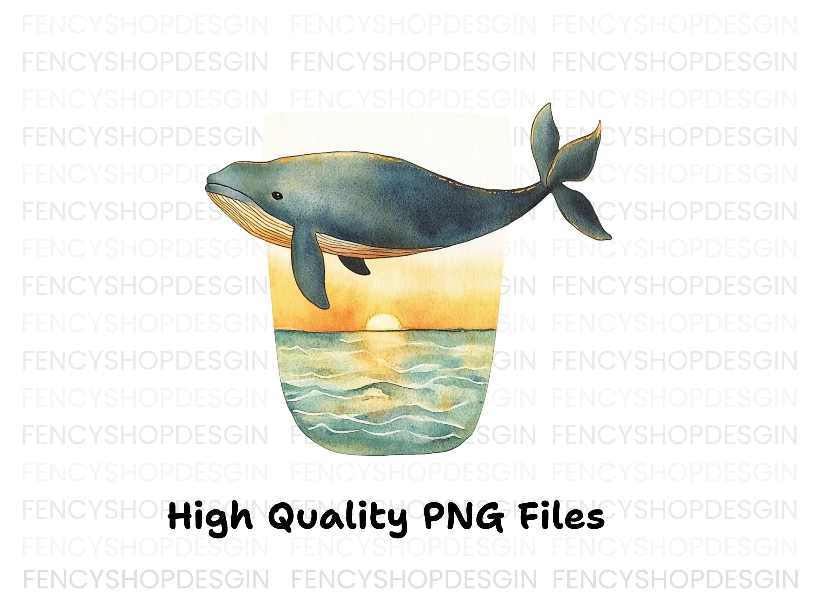 Whale Sunset Tumbler Clipart Bundle