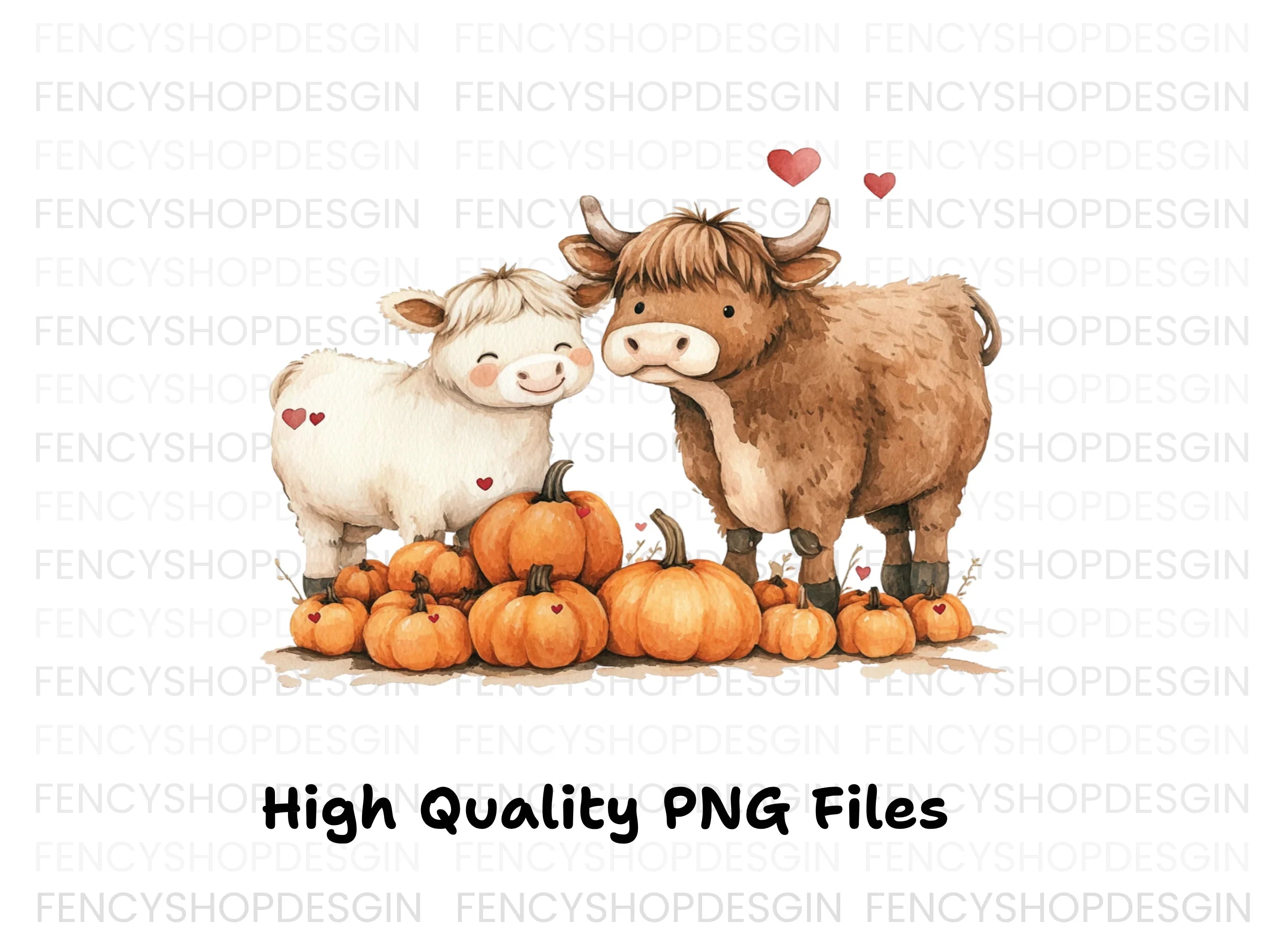 Autumn Cow and Pumpkin Clipart Bundle