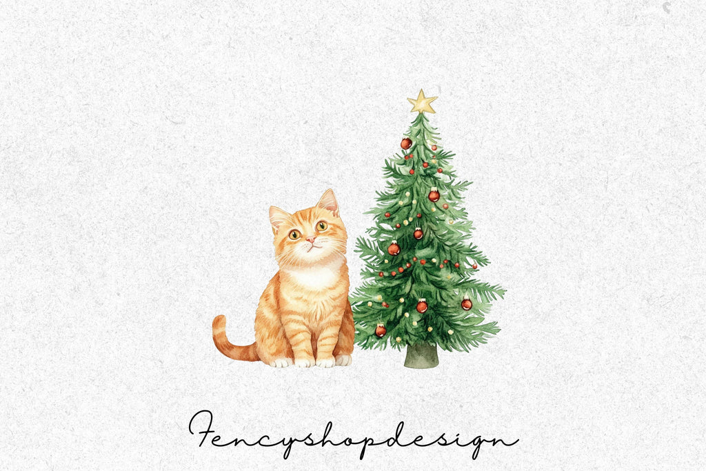 Cute Christmas Cat Clipart Bundle