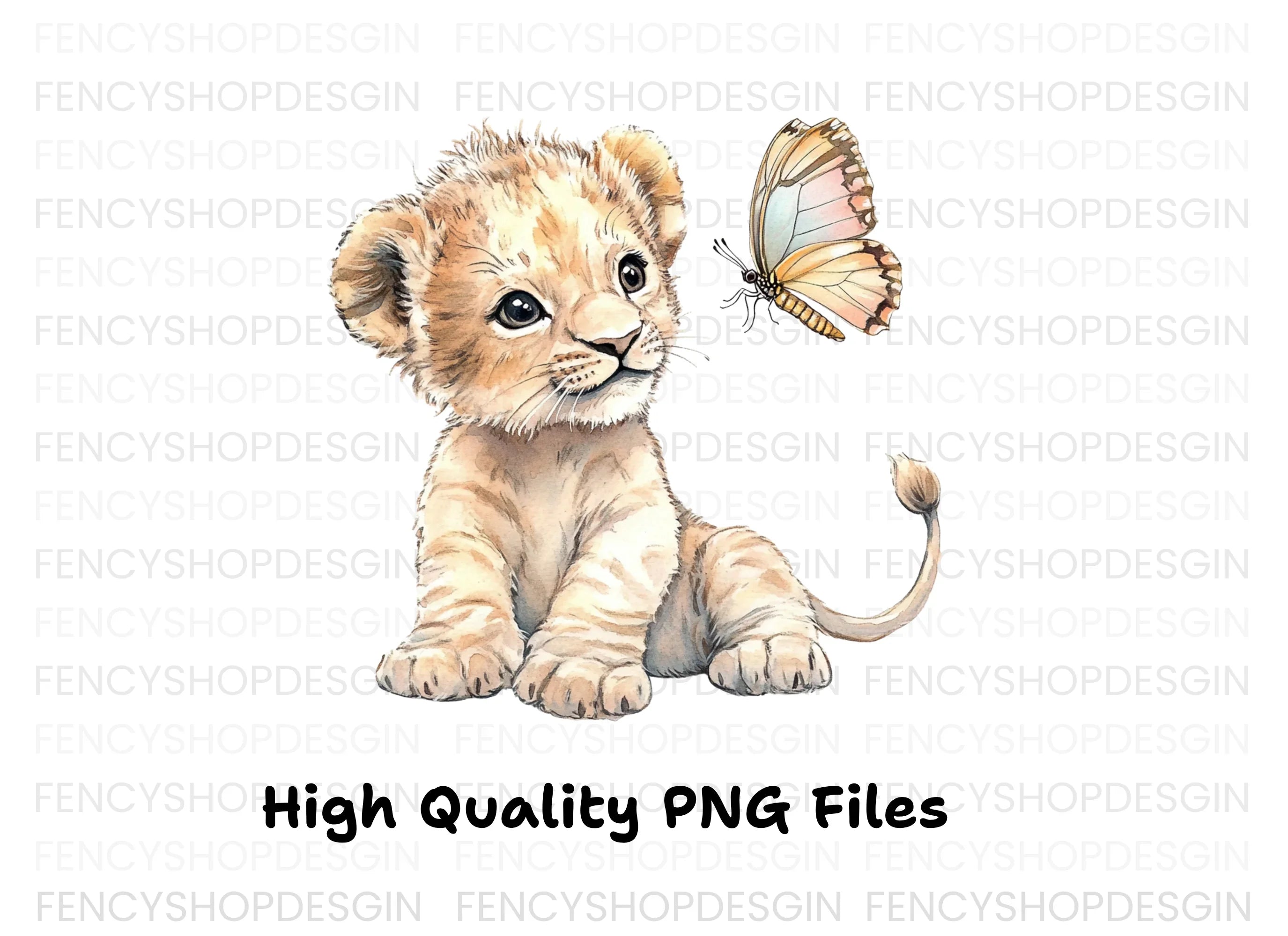 Cute Lion Cubs with Butterflies Clipart Bundle