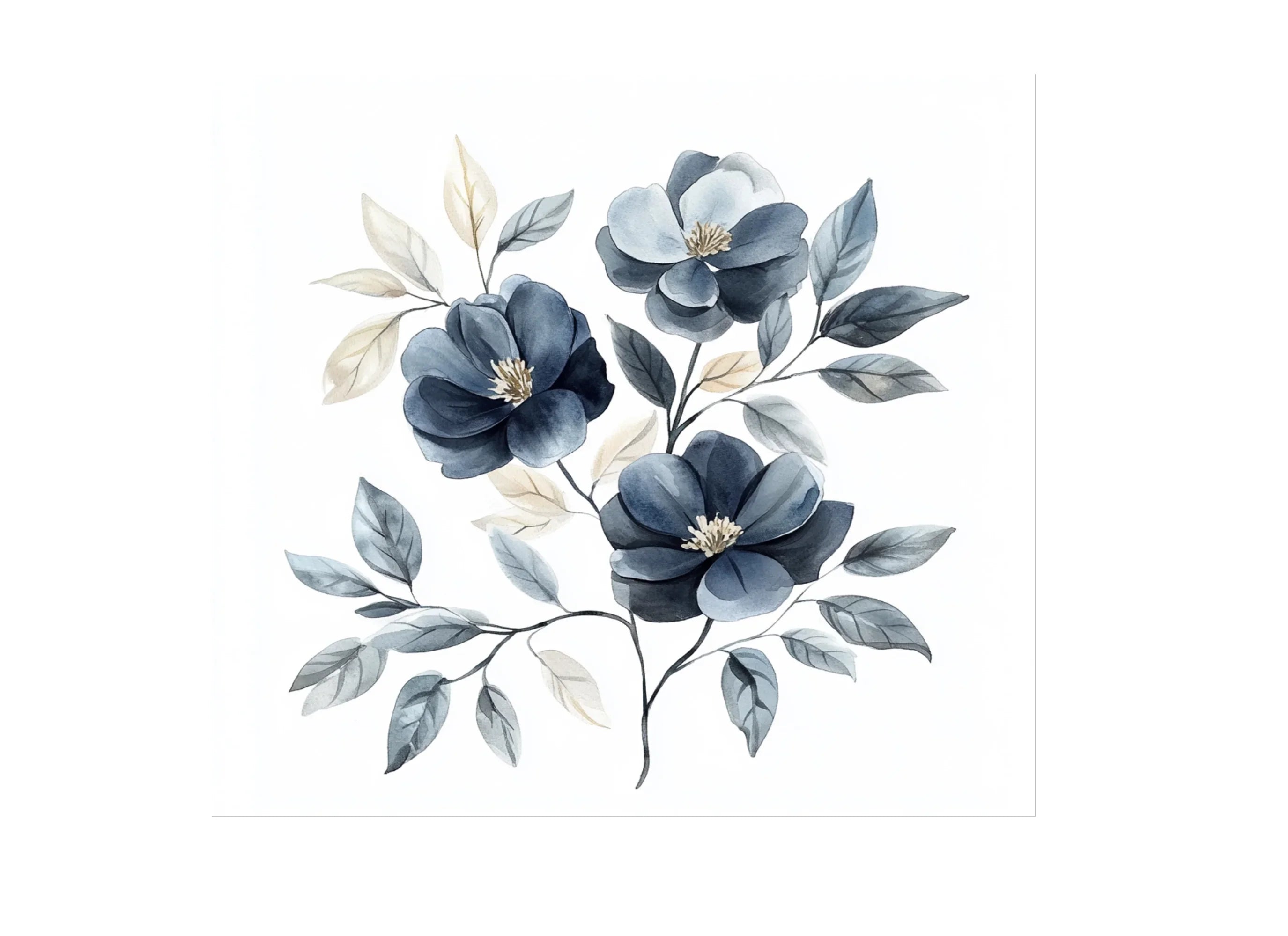 Elegant Blue Floral Clipart Bundle