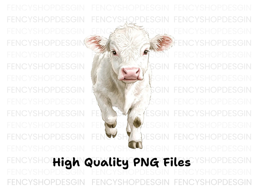 Adorable White Baby Calf Clipart Bundle