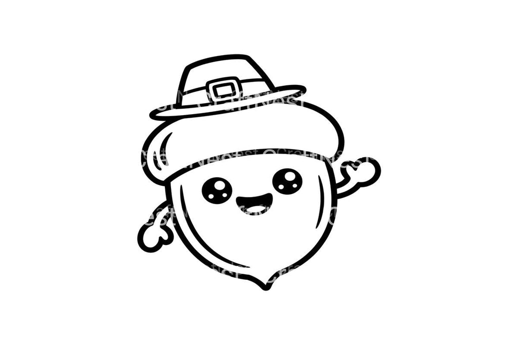 Cute Acorn Pilgrim Hat Coloring Books