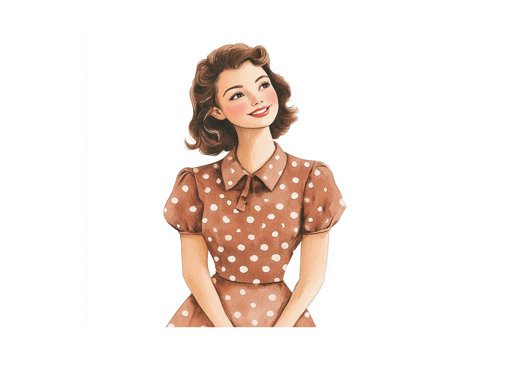Cute Polka Dot Dress Girls Clipart Bundle