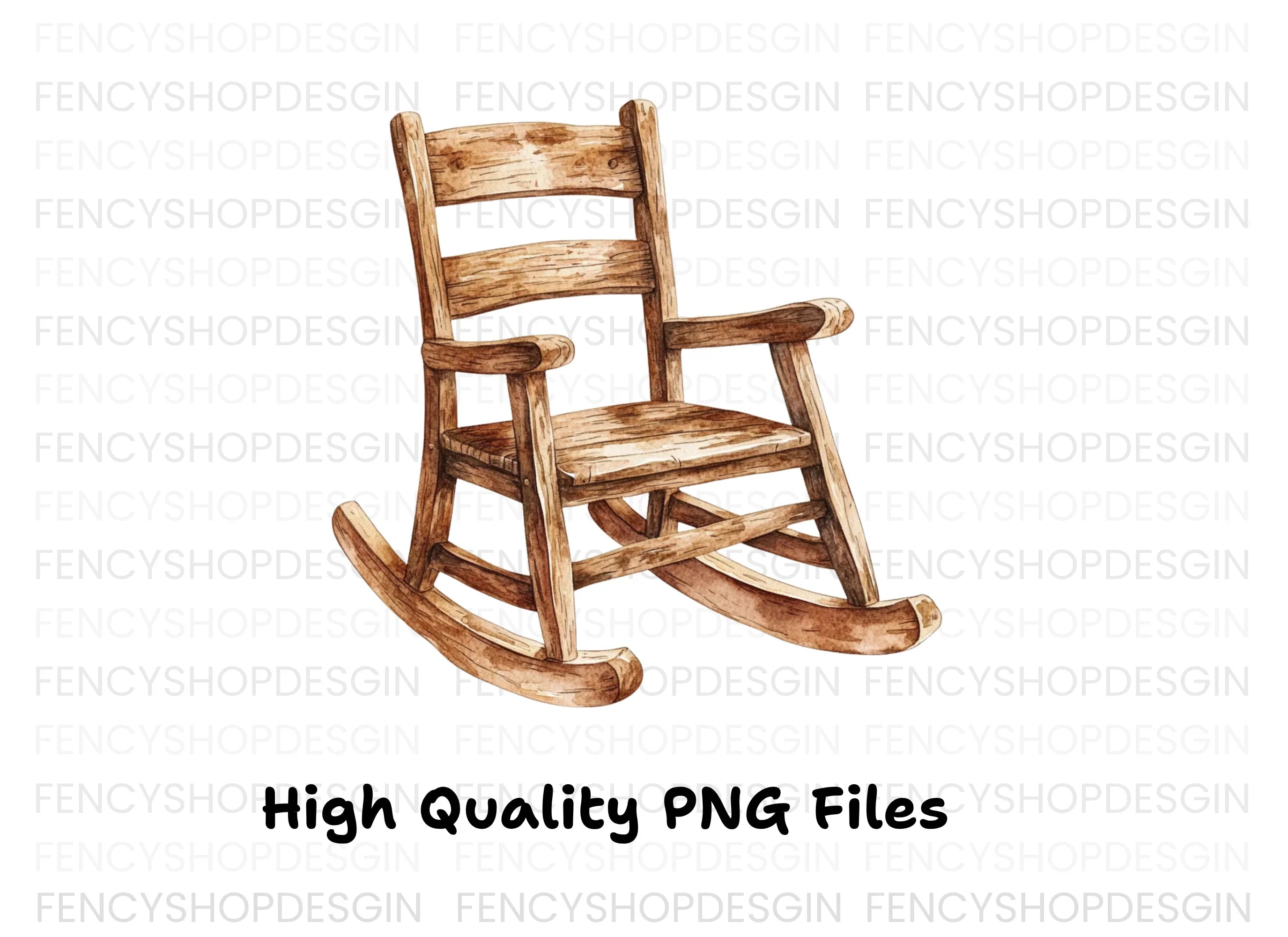 Vintage Wooden Rocking Chair Clipart Bundle