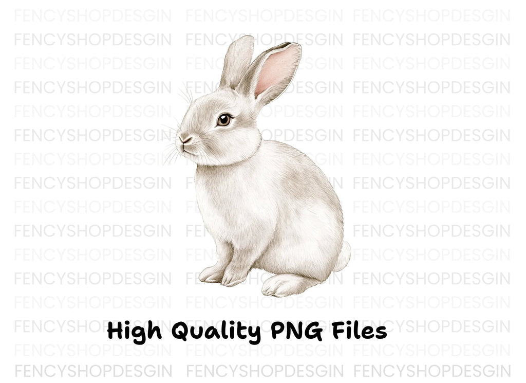 Cute White Bunny Rabbit Clipart Bundle