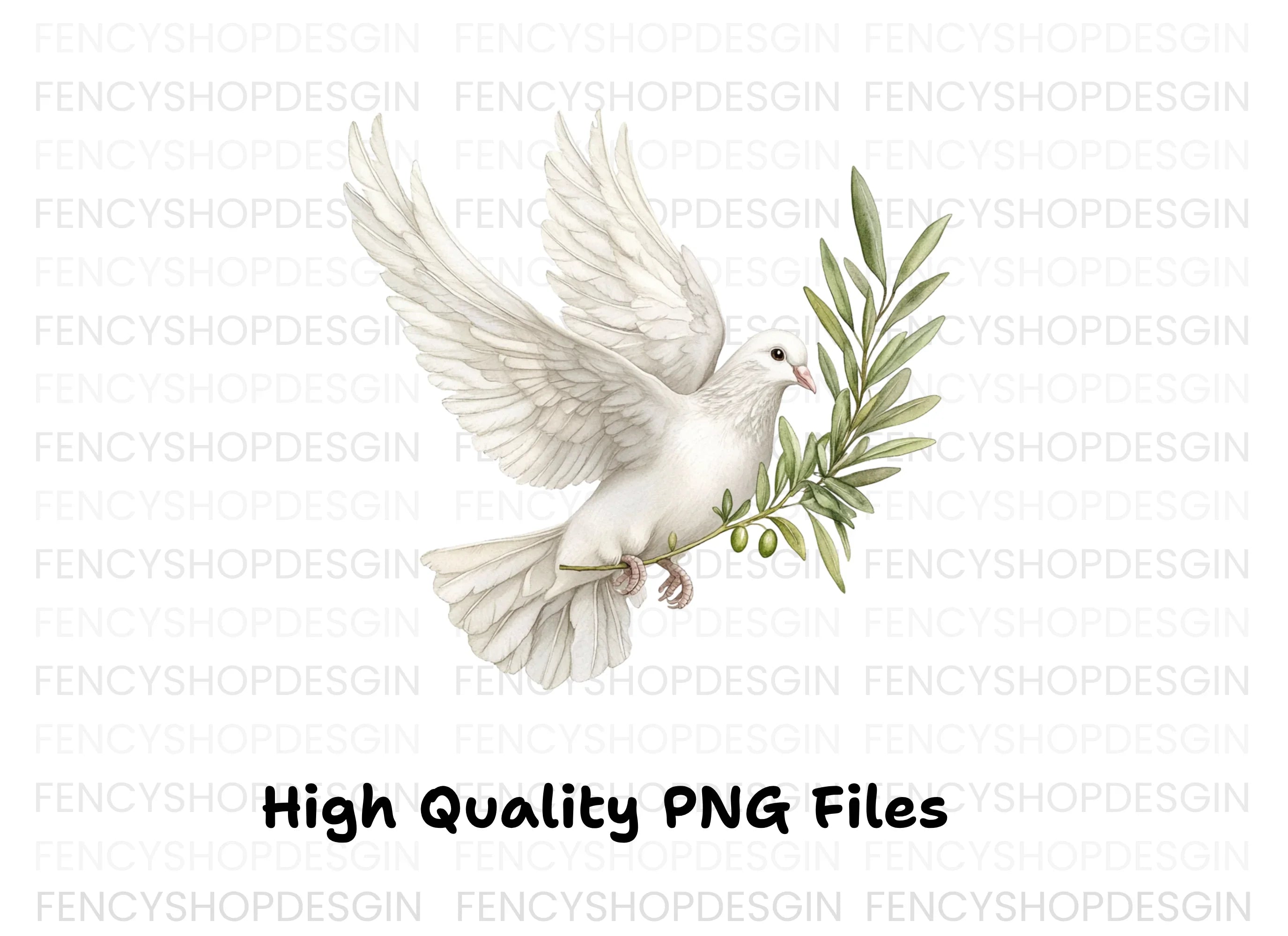 Flying Doves with Olive Branches Clipart Bundle