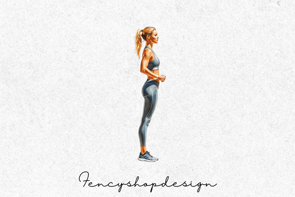 Active Women Running Clipart Bundle
